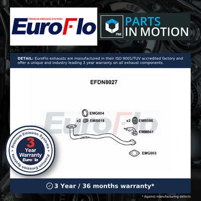 Exhaust Pipe fits NISSAN MICRA K11 1.0 Front 92 to 00 CG10DE EuroFlo Quality New - Image 1 of 4