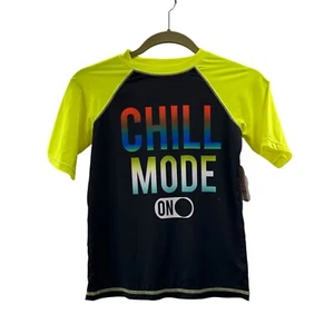 Wonder Nation Chill Mode Rash Guard Shirt Boys M 8 UPF 50 Swim Top Beach Sun e - Picture 1 of 7