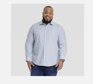 Mens Big & Tall Performance Dress Standard Fit Long Sleeve Button-Down Shirt 5XL - Picture 1 of 4