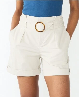 Shorts Gloria Vanderbilt cintura alta tamanho 16 feminino novo com etiquetas cinto chino bronzeado - Imagem 1 de 4
