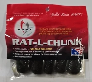 Hart Tackle Rat-L-Chunk Floating Soft Bait, Green Pumpkin, Pack of 5 + 1 Rattle - Picture 1 of 2