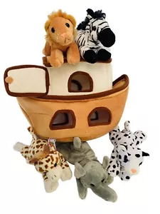 Unipak Arca de Noé con 5 Animales de Peluche Juego Suave León Cebra Jirafa Elefante - Imagen 1 de 17