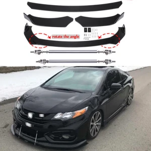 Front Bumper Lip Spoiler Splitter Boby Kit+ Strut Rods For 2014-2015 HONDA CIVIC - Picture 1 of 11
