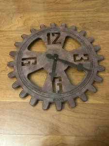 BULOVA WALL CLOCK - INDUSTRIAL DESIGN- ANTIQUE FINISHED GEAR - "MOTION" - Picture 1 of 6