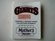 San Francisco SF Giants 1993 Mother's Cookies 28 Baseball Trading Cards In Album