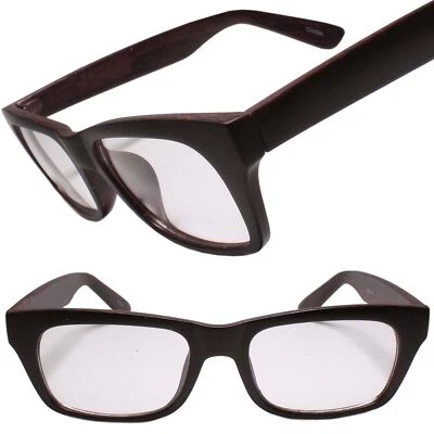 Unisex Marrón Madera Estampado Cuerno Borde Estilo Rectángulo Lente Transparente Gafas Foto 1 de 4