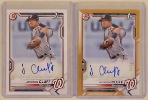 2021 Bowman Paper #PAPR-JC Jackson Cluff Prospect Gold Auto #/50 2x Card Lot - Bild 1 von 2