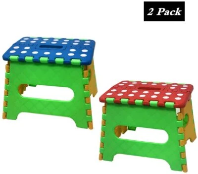 2 Pack 7" Collapsible Folding Plastic Kitchen Stool w/ Handle  - Image 1 of 4