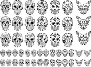 Calcomanías de vidrio fundido negras de 0,5 a 1 pulgada Sugar Skulls 49 piezas - Imagen 1 de 1