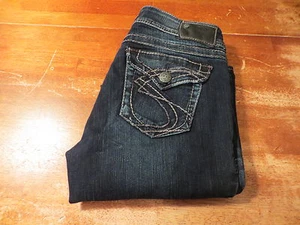 WOMENS SILVER SUKI SURPLUS BOOT CUT FLAP POCKET JEANS SIZE 29X29 - Picture 1 of 11