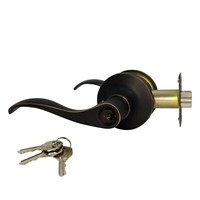 Lever Door Lock Keyed Cylinder Entry Oil Rubbed Bronze Wave Handle with 3 Keys