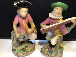 Vintage Resin Detailed Painted Monkeys w Musical Instruments 8”  Revolutionary - Picture 1 of 11
