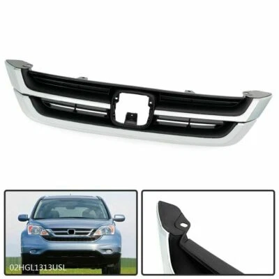 Compatível com 10-11 Honda CRV CR-V para-choque dianteiro grade superior ABS cromado e preto  - Imagem 1 de 4