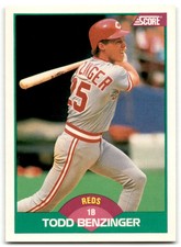 1989 Score Rookie & Traded Todd Benzinger Cincinnati Reds #15T