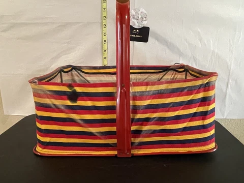 Vintage Madison Basket Co Foldable Shopper Basket canvas and metal retro Cover