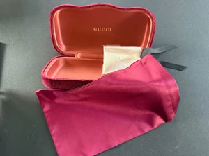 Gucci Large Hard Case ONLY Eyeglasses Sunglasses Burgundy Red Authentic - Picture 1 of 3