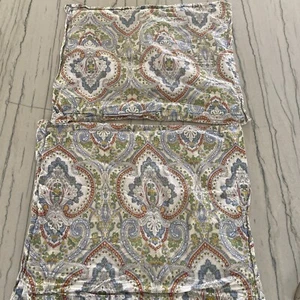 2 Ralph Lauren Shams Standard Paisley Floral Cotton Orange Blue Yellow Green - Picture 1 of 13