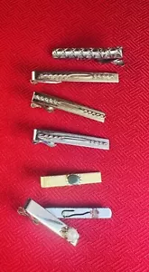 Vintage Tie Bar Clip Clasp Gold & Silver Tone - Enamel Rope MCM 7 Lot Hickok - Picture 1 of 6