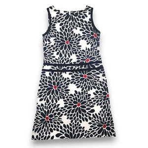 Talbots Dress Petite 10 Medium Sheath Black White Floral Stretch Sleeveless - Picture 1 of 7