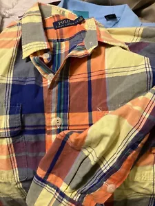 Polo by Ralph Lauren Madras Gelb Langarm Button Down Hemd Herren Large - Bild 1 von 1