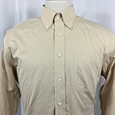 Nordstrom Men's Dress Shirt Size 16.5 35 Cotton White Tan Checked Pocket - Image 1 of 4