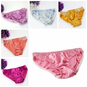 9 paia/lotto slip mutandine donna seta gelso scanalate Sissy francesi mutandine raso - Foto 1 di 13