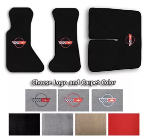 1984-1996 Chevrolet Corvette C4 Carpet Floor Mats - Choose Color & Official Logo - Picture 1 of 5