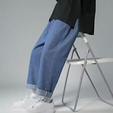 Men Jeans Long Trousers Vintage Wide Leg Men's with Star Embroidery Hip Hop