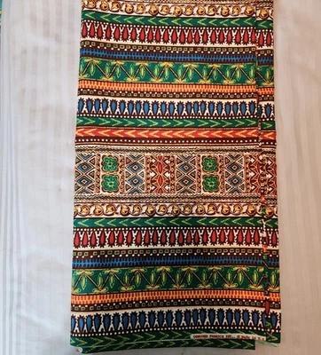 Vintage Fabric  Concord Southwest Aztec Geometric Multicolored Design 1980s 2 Yd - Image 1 of 2