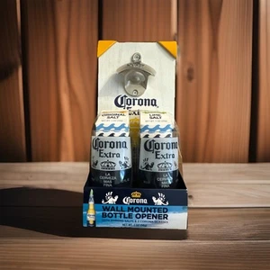 Corona Extra Wall Mounted Bottle Opener Set w/ 2 Glasses + Rimming Salts NEW - Picture 1 of 9