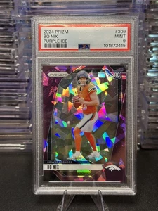 2024 Panini Prizm Bo Nix #309 Purple Ice Prizm /225 (RC) Mint PSA 9 - Picture 1 of 2