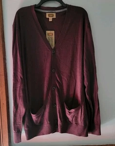 Men's Foundry XLT Cardigan W/Pockets Burgundy Grandpa NWT - Picture 1 of 4