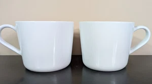 IKEA 365 White 8 oz Coffee Tea Cups 2 7/8” Set of 2 Flat Porcelain Mugs - Picture 1 of 3