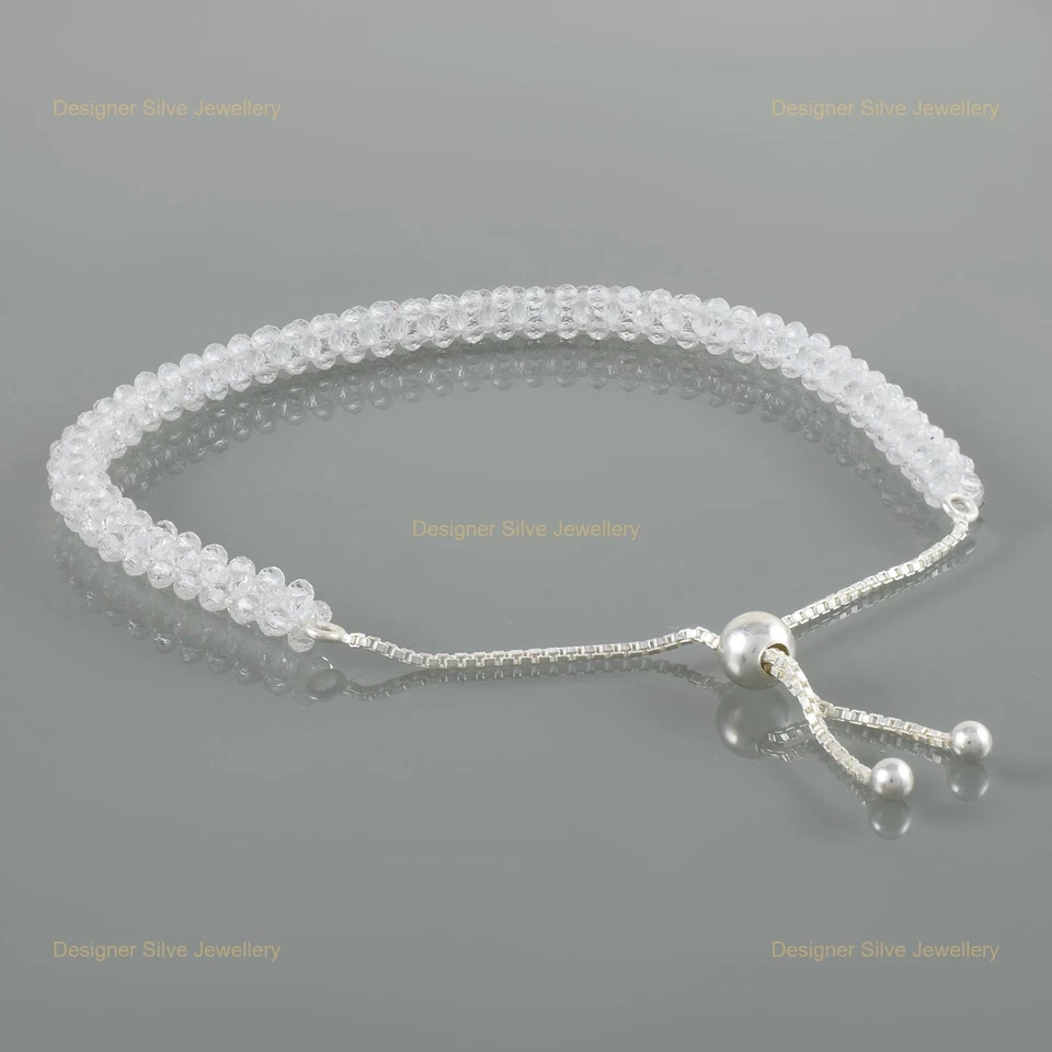 Pulsera Corona Chakra Cristal Cuarzo Piedra Plata de Ley 925 Boda Cuentas Foto 1 de 4