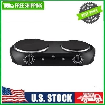 Mainstays Double Burner, 1800 W, Black Electric Cooktop, Assembled Product - Image 1 of 4