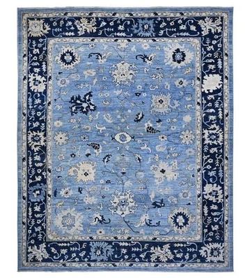 Blue Rug, Indo Oushak Floral Turkish Hand-Knotted Rug, Home decor Rug, area Rug. - Image 1 of 4