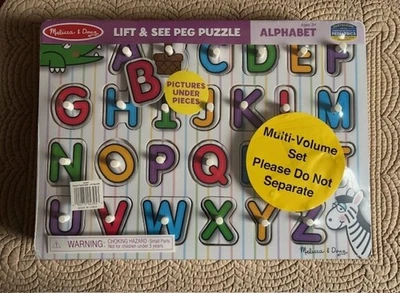 Melissa & Doug Classic Wooden Peg Puzzles Set of 3 (Numbers, Alphabet, Colors) - Image 1 of 4