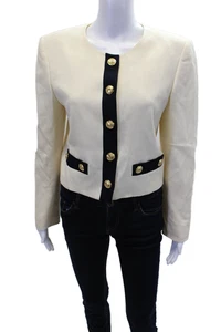 Chaqueta corta Valentino Miss V para mujer de lana tono dorado con botones blanca talla 42 - Imagen 1 de 5