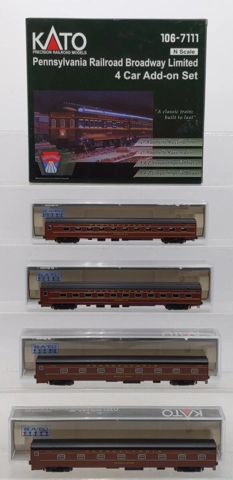Kato 106-7111 N Scale Pennsylvania Broadway Limited Passenger Car Set (Set of 4) - Image 1 of 4