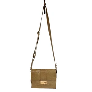 Vintage Womens Beige Crocodile Embossed Flap Closure Shoulder Bag - Picture 1 of 10
