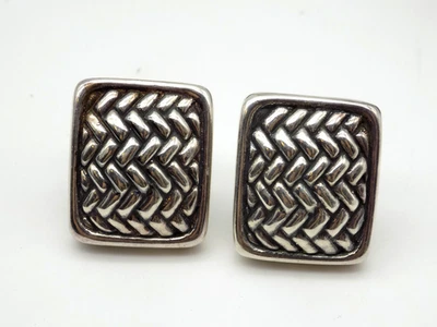 Pendientes hinchados Simon Sebbag rectangulares de plata de ley con clip para tejer Foto 1 de 4