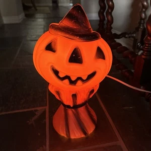 1960s Empire Vintage Halloween Blow Mold Pumpkin Jack O Lantern Witch Hat Light - Picture 1 of 6
