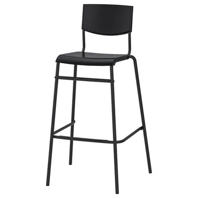 New IKEA STIG Bar Stool With Backrest Black/Black 63cm - Image 1 of 4