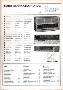Manuale di servizio per stereo Saba Freudenstadt 18  - Foto 1 di 1
