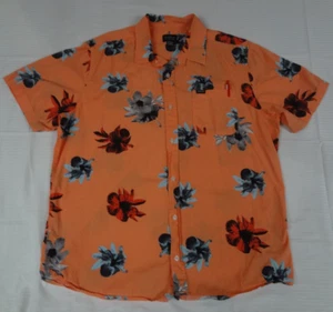 MATIX ALL OVER FLOWERS HAWAIIAN BUTTON UP ORANGE XL SHIRT J865 - Picture 1 of 6