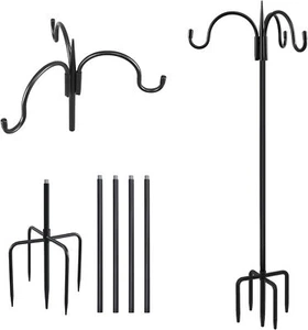 2 Pack Three Shepherd Hooks Outdoor Bird Feeder Pole Hanging Plant Solar Lantern - Picture 1 of 7