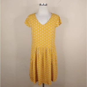 GARNET HILL Yellow Gold Summer Day Dress Drop Waist With Pockets Size 8 $99 - Picture 1 of 1