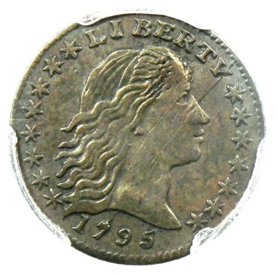 Media moneda de diez centavos 1795 cabello suelto H10C - Certificado PCGS XF Detalles (EF) - ¡Moneda rara! Foto 1 de 4