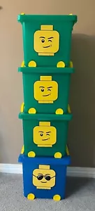LEGO Plastic Storage Bin Cube Bucket 21.5 QT w/wheels & handles - 4 set! - Picture 1 of 9