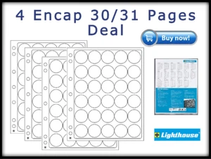 Faro Grande Encap de 4 páginas 30/31 mm para cápsula de moneda de medio dólar de EE. UU. transparente - Imagen 1 de 6